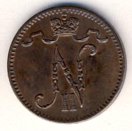 1 пенни 1904 г. Для Финляндии (Николай II). 