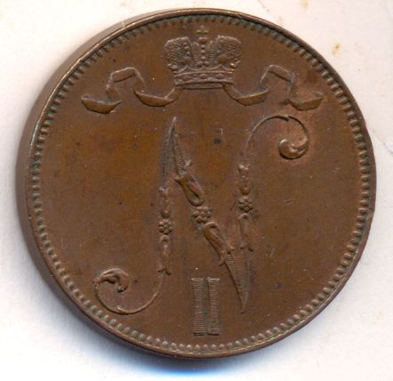 5 пенни 1906 г. Для Финляндии (Николай II). 