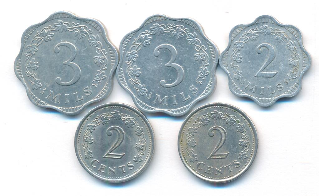 Лот монет Мальты: 5 шт.  - реверс  фото реверс