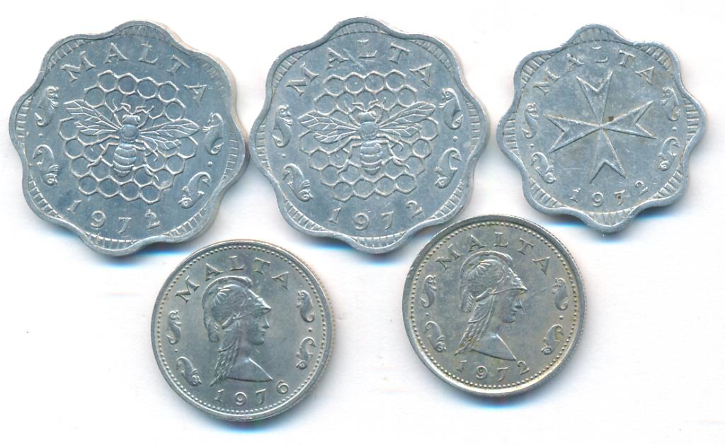 Лот монет Мальты: 5 шт.  - аверс  фото аверс