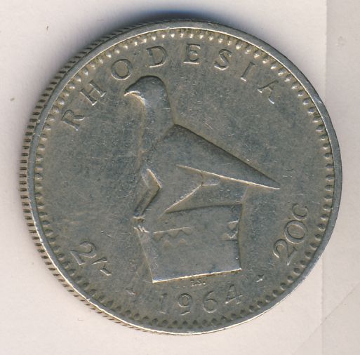 2 шиллинга (20 центов). Британская Родезия 1964 - реверс
