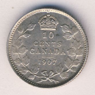 10 центов. Канада. Эдуард VII 1907 - реверс