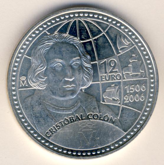 12 eur. Картинка монета Испания экю 1992 Кристобаль колон.