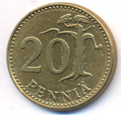 20 пенни. Финляндия 1980 - реверс