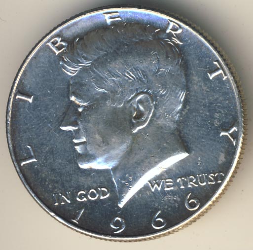 1/2 доллара. США. Кеннеди 1966 - аверс