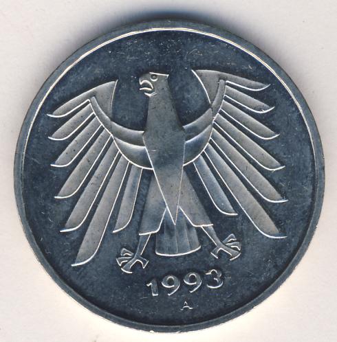 5 марок. ФРГ 1993A - аверс