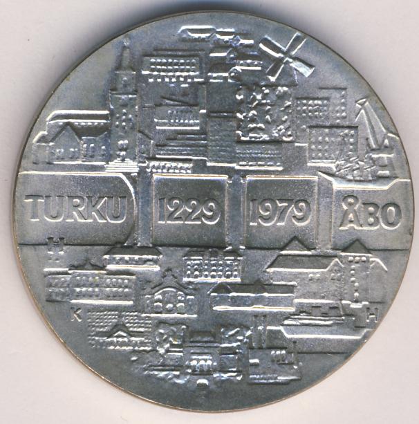 25 марок. Финляндия. 750 лет Турку. М-26,43г 1979 - аверс