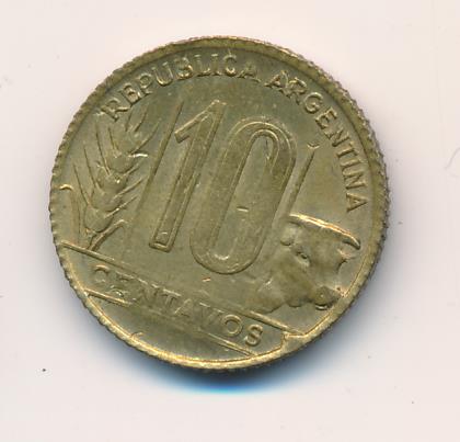10 сентаво. Аргентина 1948 - аверс