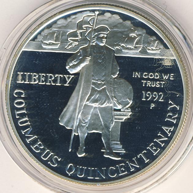 1992 p. США 1 доллар 1992 Колумб. Сувенирные монеты Либерти с кораблями. Колумбер. Медаль ледяной великан. США AG.