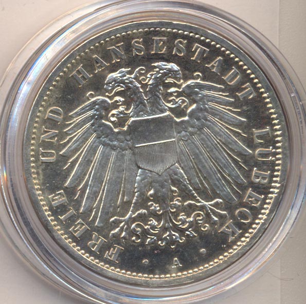 3 марки. Любек 1908А - реверс