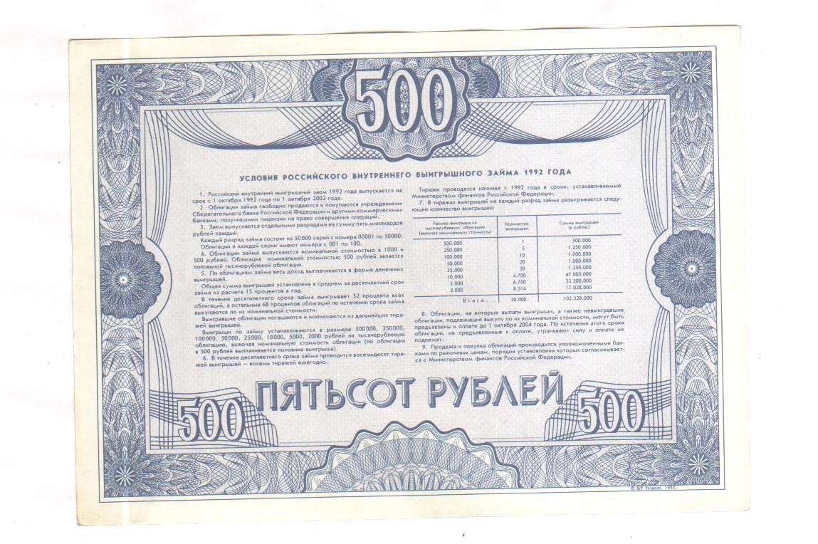 Ценная бумага 1992. Облигация 500 рублей 1992. Облигации 1992 500. Ценные бумаги 1992. Российский внутренний выигрышный займ 1992 года 500.