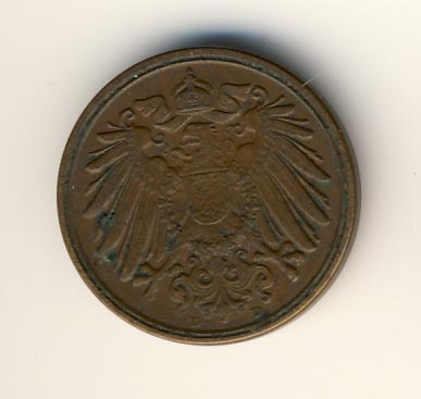 1 пфенниг. Германия 1896D - аверс
