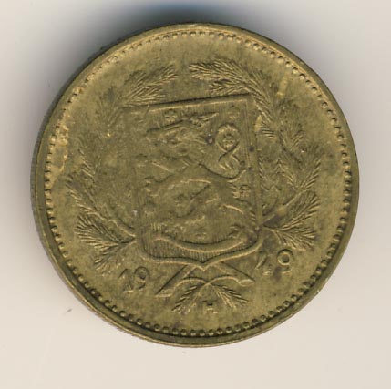 5 марок. Финляндия 1949H - аверс