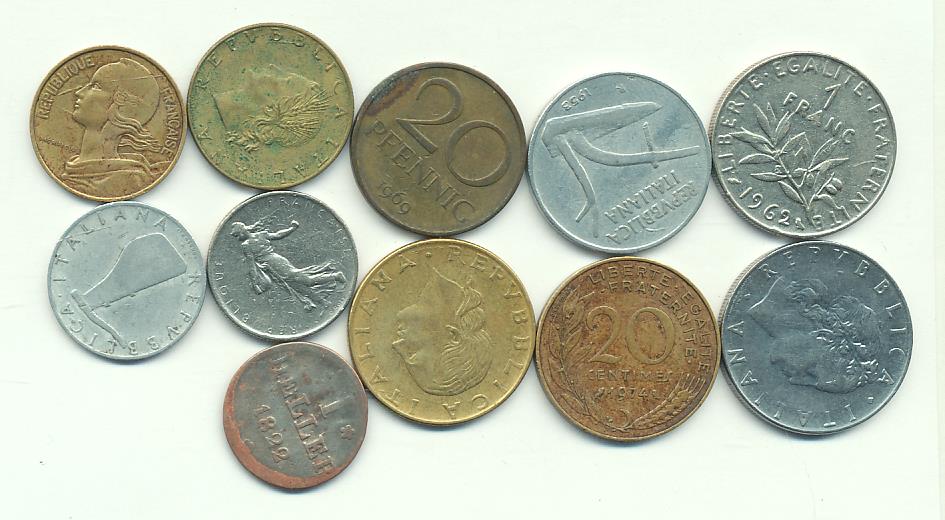 Лот иностранных монет: 11 шт.. 1905-1978