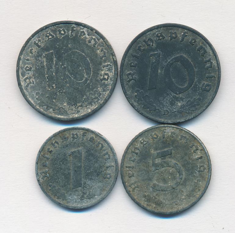Лот монет Германии: 10,5,1 пфенниг (4 шт.) 1940-1941 - реверс