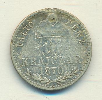 10 крейцеров Австрия 1870 - реверс