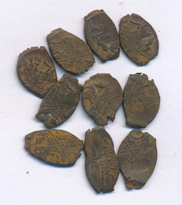 Лот монет Алексея Михайловича "Медный бунт" (10шт): копейка. 1645-1676