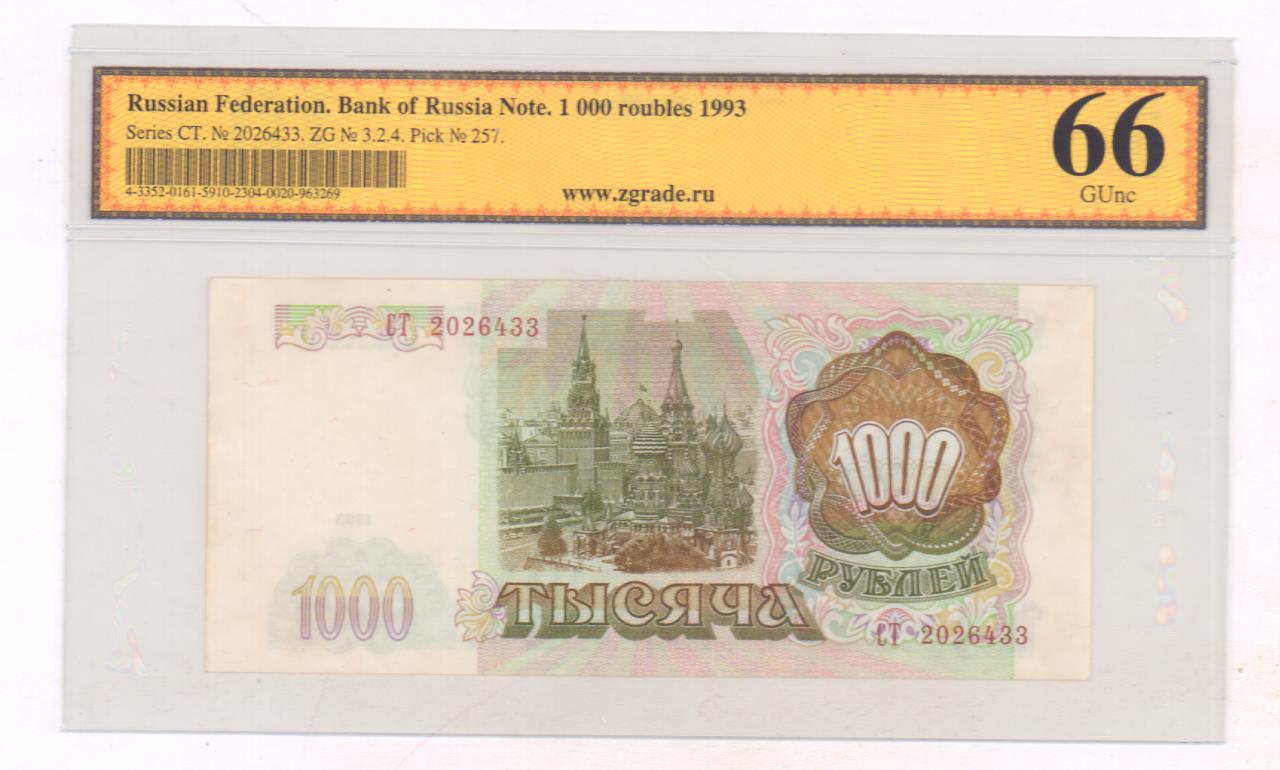 Стоимость 1000 Рублей 1993