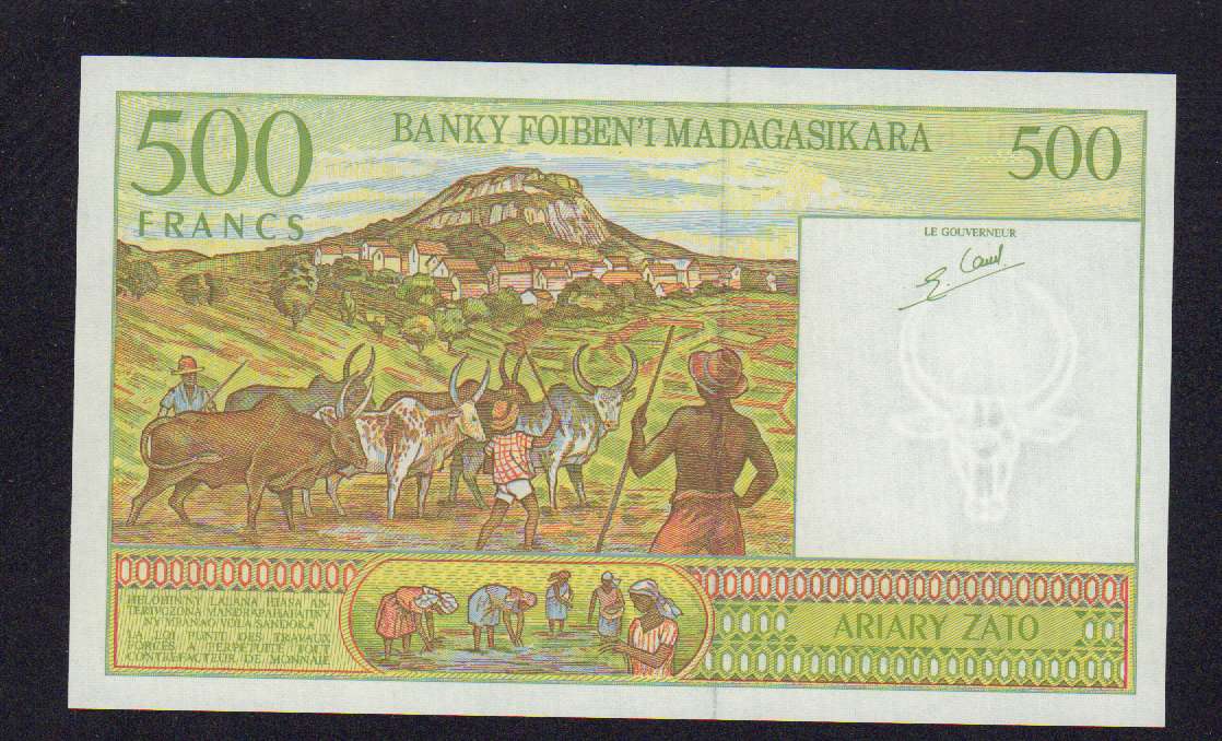 500 франков. Мадагаскар  - аверс