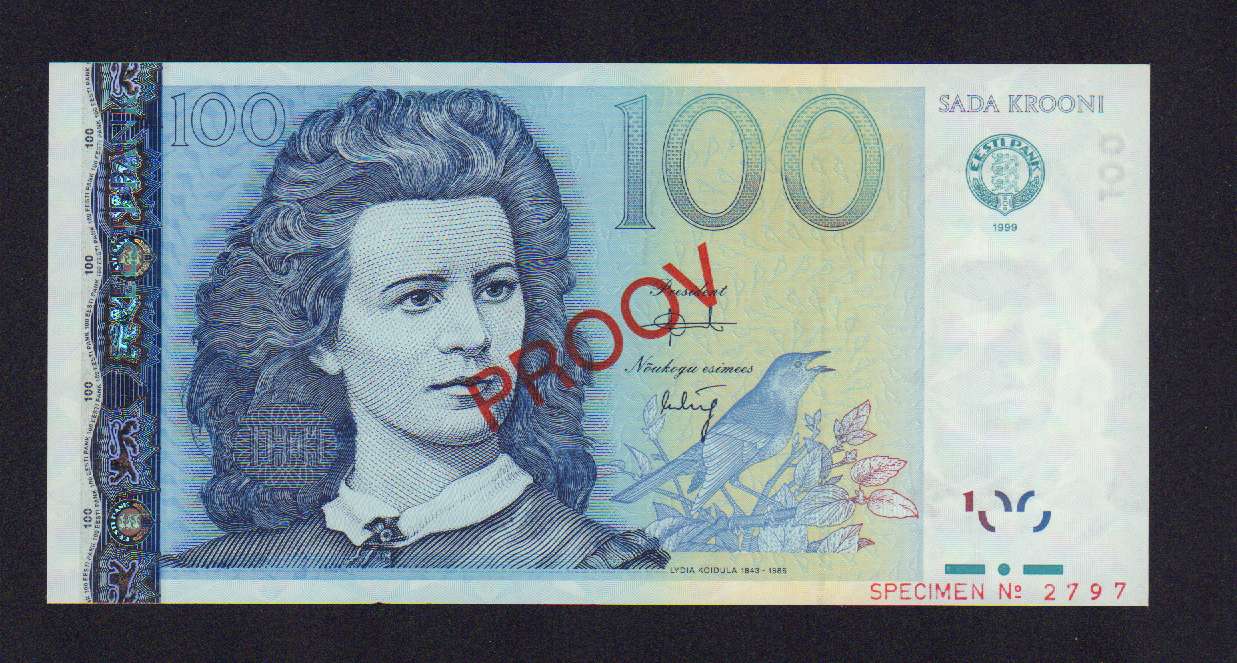 100 крон. Эстония (образец) 1999 - реверс