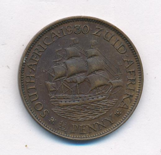 1/2 пенни Южно-Африканский Союз Британский доминион Георг V. 1930