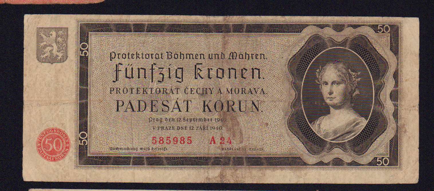 50 крон. Протекторат Богемии и Моравии 1940 - аверс