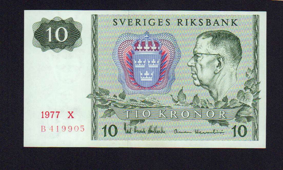 10 крон. Швеция 1977 - аверс