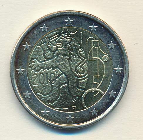 2 евро Финляндия 150 лет финской валюте 2010 - аверс