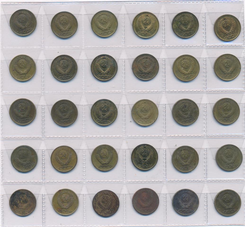 Лот монет СССР: 1 коп (30шт) 1961-1991 - аверс