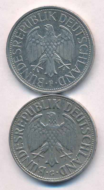 Лот монет Германии: 1 марка (2шт) 1963,1993 - аверс