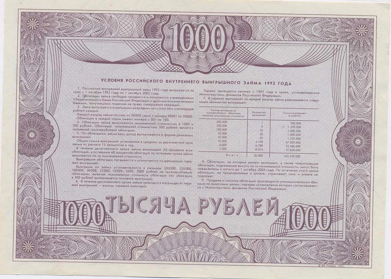 Облигация 1000 рублей