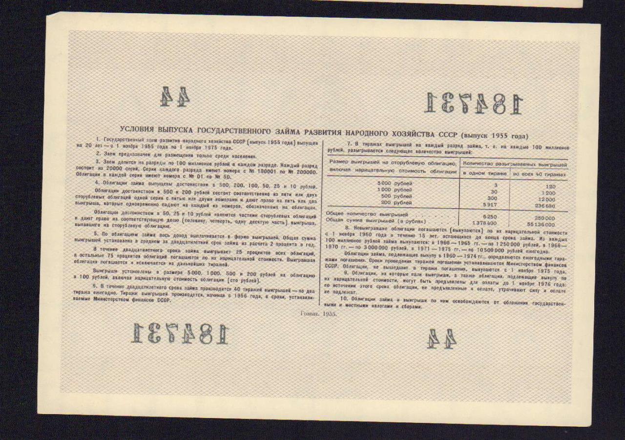 Цена банкноты: 100 рублей 1955 «Облигация» VF — Специальные боны раннего  СССР. Страница №2