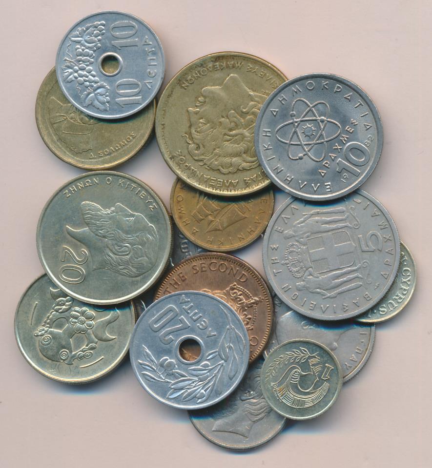 Лот монет Кипра и Греции: 15 шт.  - аверс