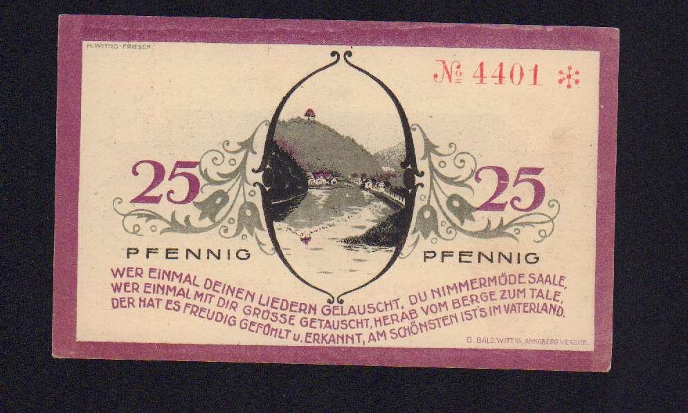 25 пфеннигов. Цигенрюк 1921 - реверс