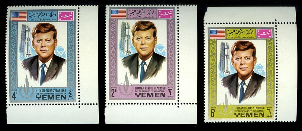 Лот марок. Йемен. Убийство Кеннеди. 1963. 3 шт  - аверс