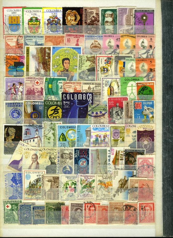 Лот марок. Колумбия и Аргентина. 166 шт  - реверс