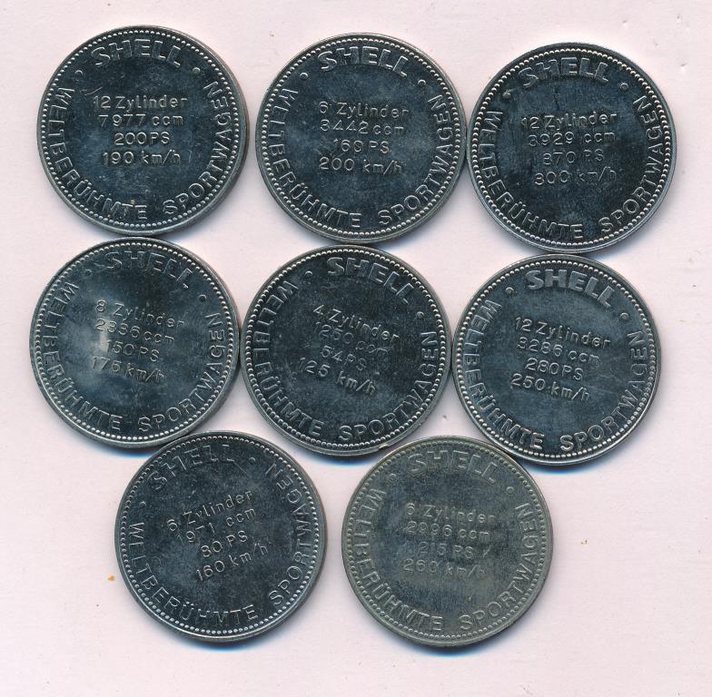 Лот жетонов (8шт) SHELL автомобили.