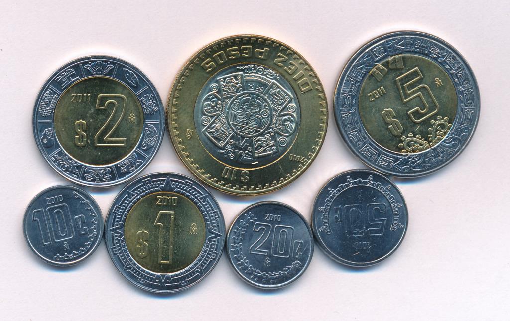 Лот монет Мексики: 7 шт.. 2010,2011
