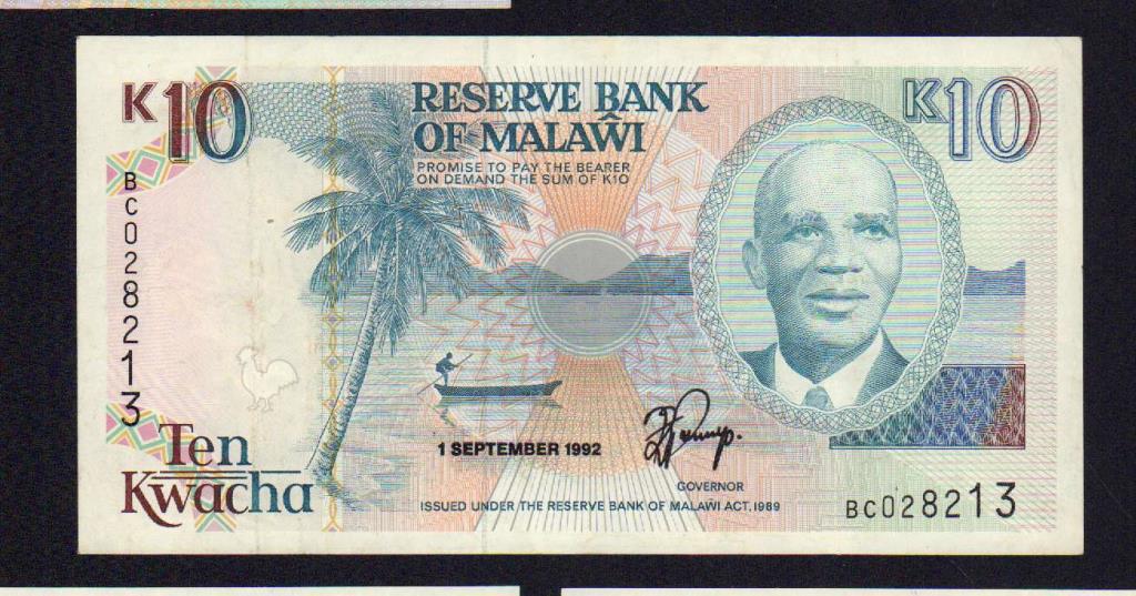 10 квача. Малави 1992 - аверс