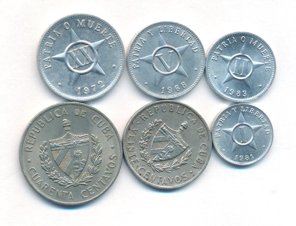 Лот монет Кубы: 6шт. 1962-1983