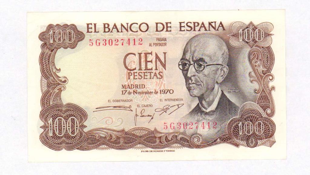 100 песет. Испания 1970 - аверс