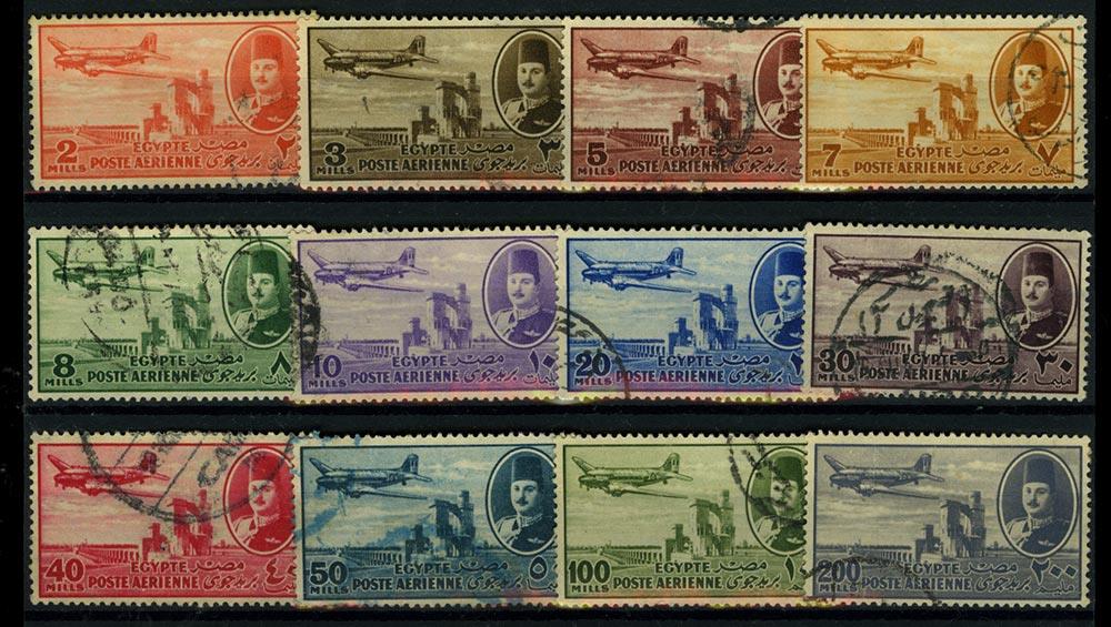 Лот марок. Египет. Авиапочта. Самолет. 1947. Полная серия. Редкие ...